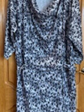 NWOT LOGO Lori Goldstein Instant Chic Dress Leopard Animal Print Belt Sz: L